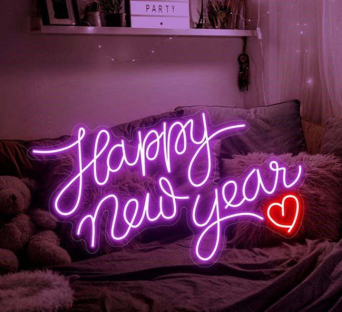 Happy New Year Neon Sign _ Custom Led Neon Sign _ New Year Sign _ Neon Bar Sign _ Neon Light Sign _ New Year Decoration _ Lightup Neon Sign